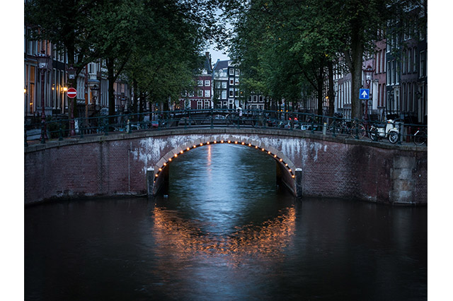 Nine Streets in Amsterdam at sunset