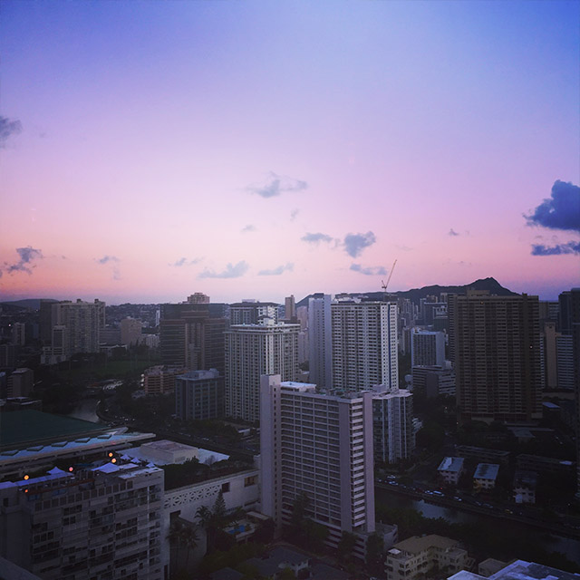 sunset over Honolulu