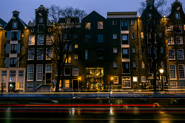 early spring in Amsterdam twilight
