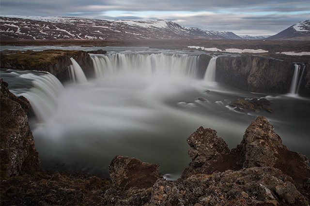 great landscape at Godafoss Waterfall in Northern Iceland