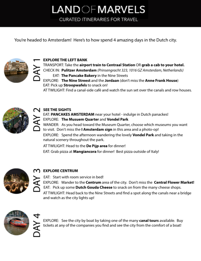 perfect itinerary for 4 days in Amsterdam