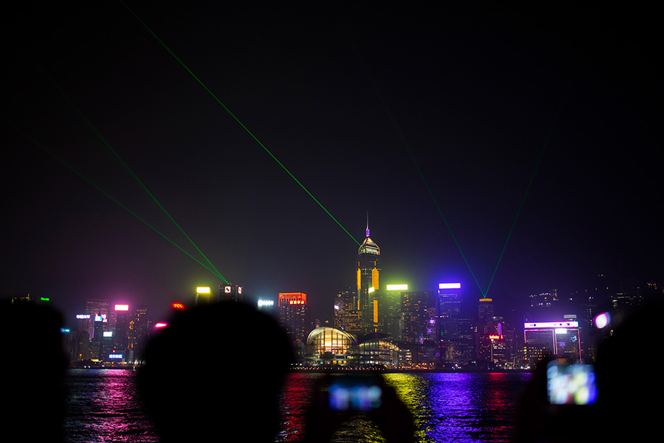 skyline lights in Hong Kong 