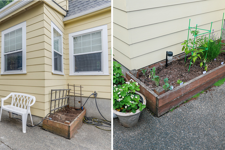 before and after raised bed