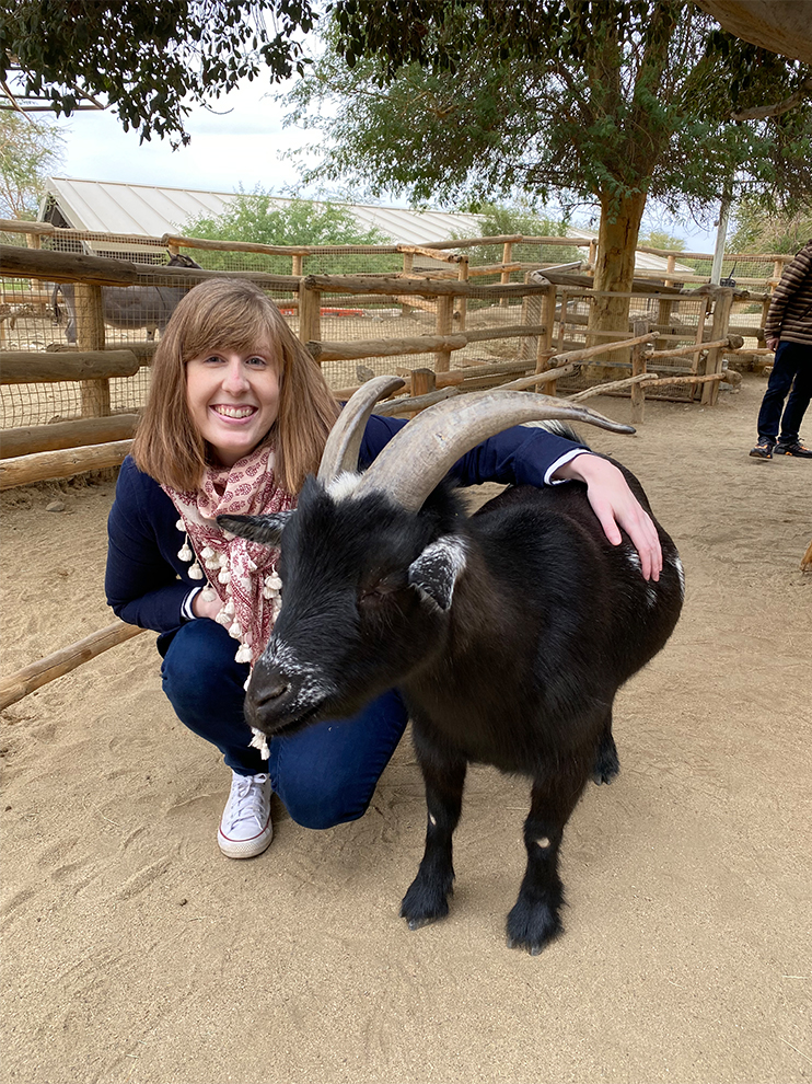 playing with goats at the living desert zoo