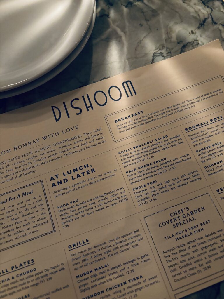 Dishoom in London for dinner